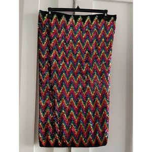 Thick knit multi color sequins pencil skirt